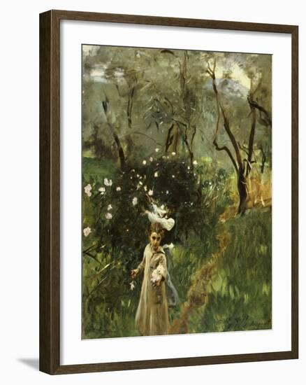 Gathering Flowers at Twilight-John Singer Sargent-Framed Giclee Print