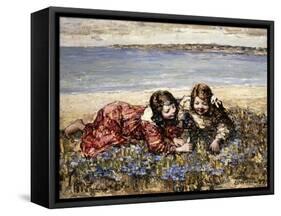 Gathering Flowers by the Seashore, 1919-Edward Atkinson Hornel-Framed Stretched Canvas
