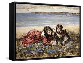 Gathering Flowers by the Seashore, 1919-Edward Atkinson Hornel-Framed Stretched Canvas