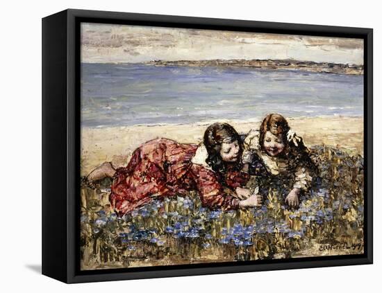 Gathering Flowers by the Seashore-Edward Atkinson Hornel-Framed Stretched Canvas