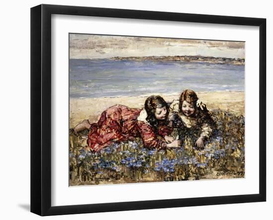 Gathering Flowers by the Seashore-Edward Atkinson Hornel-Framed Giclee Print