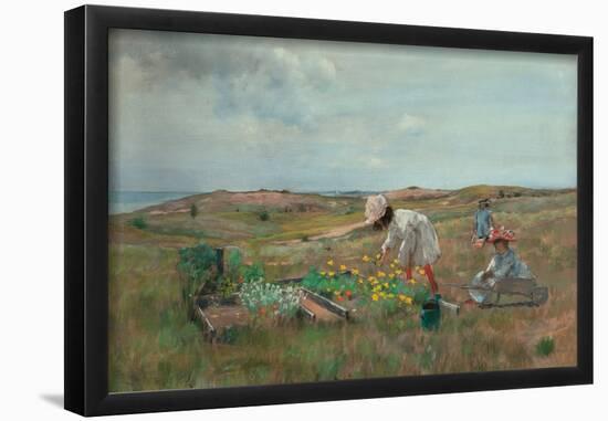 Gathering Flowers, Shinnecock, Long Island. Dated: c. 1897. Dimensions: sheet: 67.31 × 92.71 cm ...-William Merritt Chase-Framed Poster