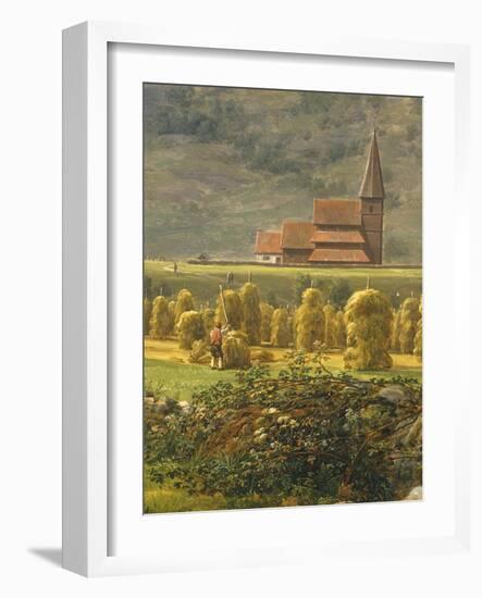 Gathering Hay-Johan Christian Clausen Dahl-Framed Giclee Print