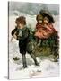 Gathering Holly, Victorian Card-Lizzie Mack-Stretched Canvas