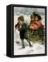 Gathering Holly, Victorian Card-Lizzie Mack-Framed Stretched Canvas