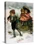 Gathering Holly, Victorian Card-Lizzie Mack-Stretched Canvas
