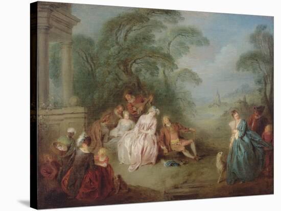 Gathering in a Park (Oil on Canvas)-Jean-Baptiste Joseph Pater-Stretched Canvas