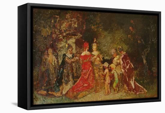 Gathering in a Park (Oil on Canvas)-Adolphe Joseph Thomas Monticelli-Framed Stretched Canvas