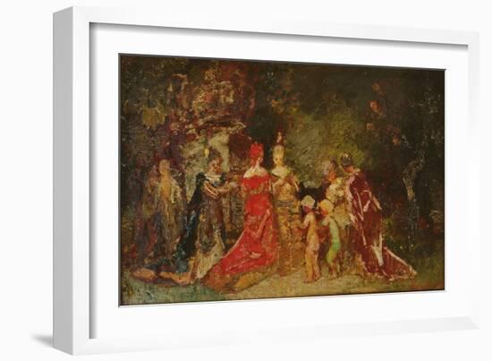 Gathering in a Park (Oil on Canvas)-Adolphe Joseph Thomas Monticelli-Framed Giclee Print