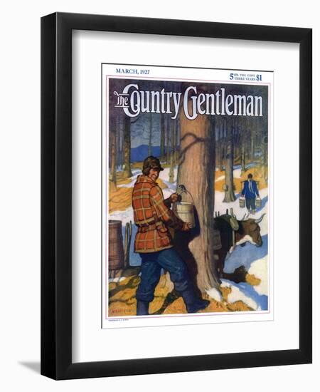 "Gathering Maple Syrup," Country Gentleman Cover, March 1, 1927-Newell Convers Wyeth-Framed Giclee Print