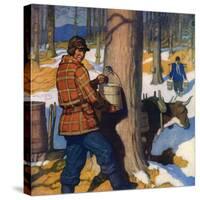 "Gathering Maple Syrup,"March 1, 1927-Newell Convers Wyeth-Stretched Canvas