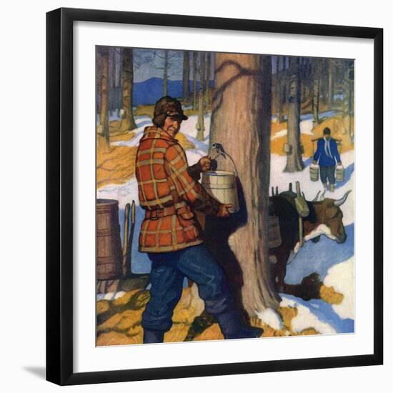 "Gathering Maple Syrup,"March 1, 1927-Newell Convers Wyeth-Framed Giclee Print