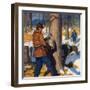 "Gathering Maple Syrup,"March 1, 1927-Newell Convers Wyeth-Framed Giclee Print