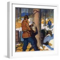 "Gathering Maple Syrup,"March 1, 1927-Newell Convers Wyeth-Framed Giclee Print