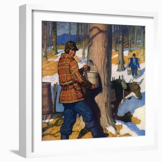 "Gathering Maple Syrup,"March 1, 1927-Newell Convers Wyeth-Framed Giclee Print