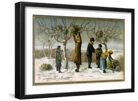 Gathering Mistletoe (Colour Litho)-English-Framed Giclee Print