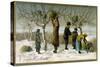 Gathering Mistletoe (Colour Litho)-English-Stretched Canvas