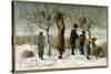 Gathering Mistletoe (Colour Litho)-English-Stretched Canvas