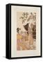 Gathering Persimmons (Colour Woodblock Print)-Kitagawa Utamaro-Framed Stretched Canvas