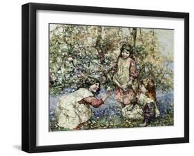 Gathering Primroses, 1919-Edward Atkinson Hornel-Framed Giclee Print