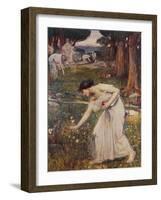 Gathering Rosebuds-John William Waterhouse-Framed Giclee Print