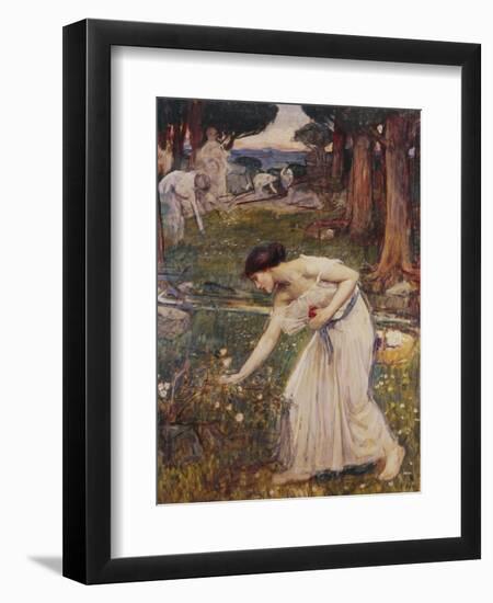 Gathering Rosebuds-John William Waterhouse-Framed Giclee Print