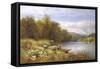 Gathering Rushes on the Thames near Wargrave-Alfred Augustus Glendenning-Framed Stretched Canvas