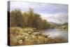 Gathering Rushes on the Thames near Wargrave-Alfred Augustus Glendenning-Stretched Canvas