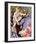 Gathering the Apple Crop (Colour Litho)-English School-Framed Giclee Print