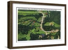 Gatlinburg, Tennessee - Aerial View of City, Entrance to the Great Smoky Mts. Nat'l Park, c.1941-Lantern Press-Framed Art Print