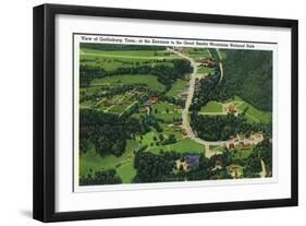 Gatlinburg, Tennessee - Aerial View of City, Entrance to the Great Smoky Mts. Nat'l Park, c.1941-Lantern Press-Framed Art Print