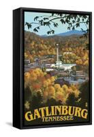 Gatlinburg, Tennessee Town Scene, c.2008-Lantern Press-Framed Stretched Canvas