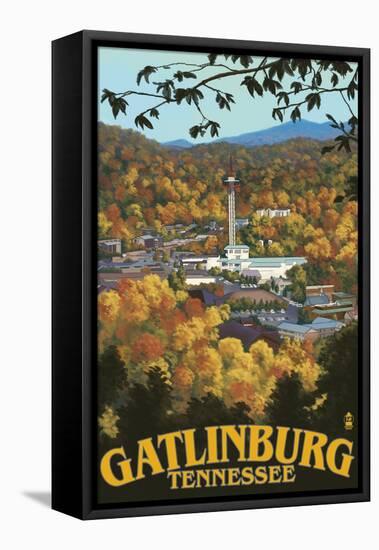 Gatlinburg, Tennessee Town Scene, c.2008-Lantern Press-Framed Stretched Canvas