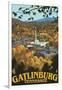 Gatlinburg, Tennessee Town Scene, c.2008-Lantern Press-Framed Art Print