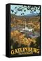 Gatlinburg, Tennessee Town Scene, c.2008-Lantern Press-Framed Stretched Canvas