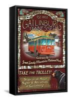 Gatlinburg, Tennessee - Trolley-Lantern Press-Framed Stretched Canvas