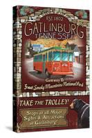 Gatlinburg, Tennessee - Trolley-Lantern Press-Stretched Canvas