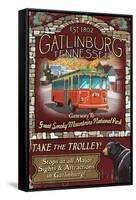 Gatlinburg, Tennessee - Trolley-Lantern Press-Framed Stretched Canvas