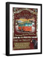 Gatlinburg, Tennessee - Trolley-Lantern Press-Framed Art Print