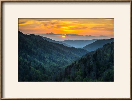 Gatlinburg Tn Great Smoky Mountains National Park Scenic Sunset Landscape-daveallenphoto-Framed Photographic Print