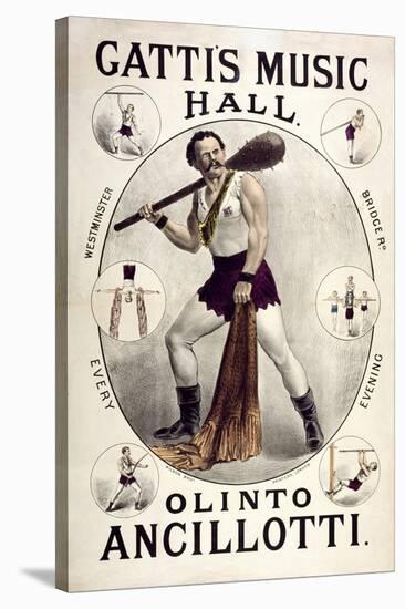 Gatti's Music Hall, Lambeth. "Olinto Ancollotti", 1881.-Henry Evanion-Stretched Canvas