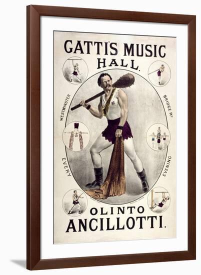 Gatti's Music Hall, Lambeth. "Olinto Ancollotti", 1881.-Henry Evanion-Framed Giclee Print