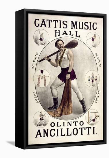 Gatti's Music Hall, Lambeth. "Olinto Ancollotti", 1881.-Henry Evanion-Framed Stretched Canvas