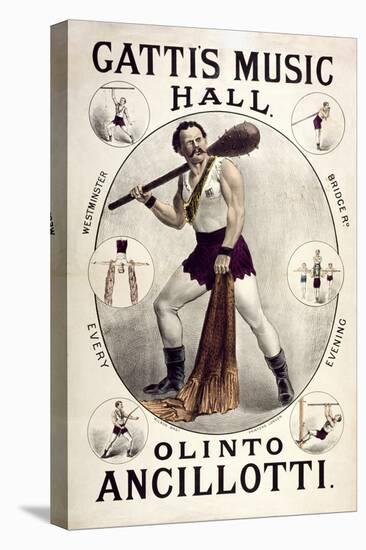 Gatti's Music Hall, Lambeth. "Olinto Ancollotti", 1881.-Henry Evanion-Stretched Canvas