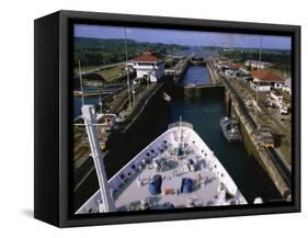 Gatun Lock, Panama Canal, Panama, Central America-Ken Gillham-Framed Stretched Canvas