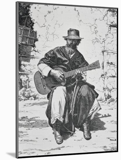 Gaucho Playing the Guitar, Argentina, Mid 19th Century-null-Mounted Giclee Print