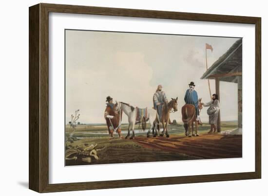 Gauchos at Door of Pulperia (Local Food Store and Saloon) Two Leagues from Buenos Aires-null-Framed Giclee Print