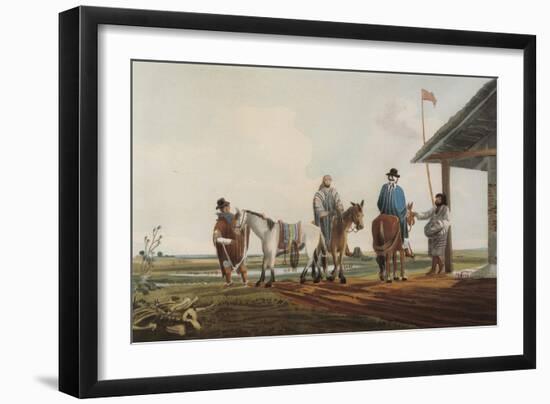 Gauchos at Door of Pulperia (Local Food Store and Saloon) Two Leagues from Buenos Aires-null-Framed Premium Giclee Print