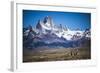 Gauchos Riding Horses and Herding Sheep with Mount Fitz Roy Behind, Patagonia, Argentina-Matthew Williams-Ellis-Framed Photographic Print