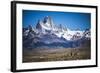 Gauchos Riding Horses and Herding Sheep with Mount Fitz Roy Behind, Patagonia, Argentina-Matthew Williams-Ellis-Framed Photographic Print